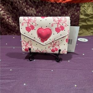 Betsey Johnson Cream and Pink Heart Wallet
